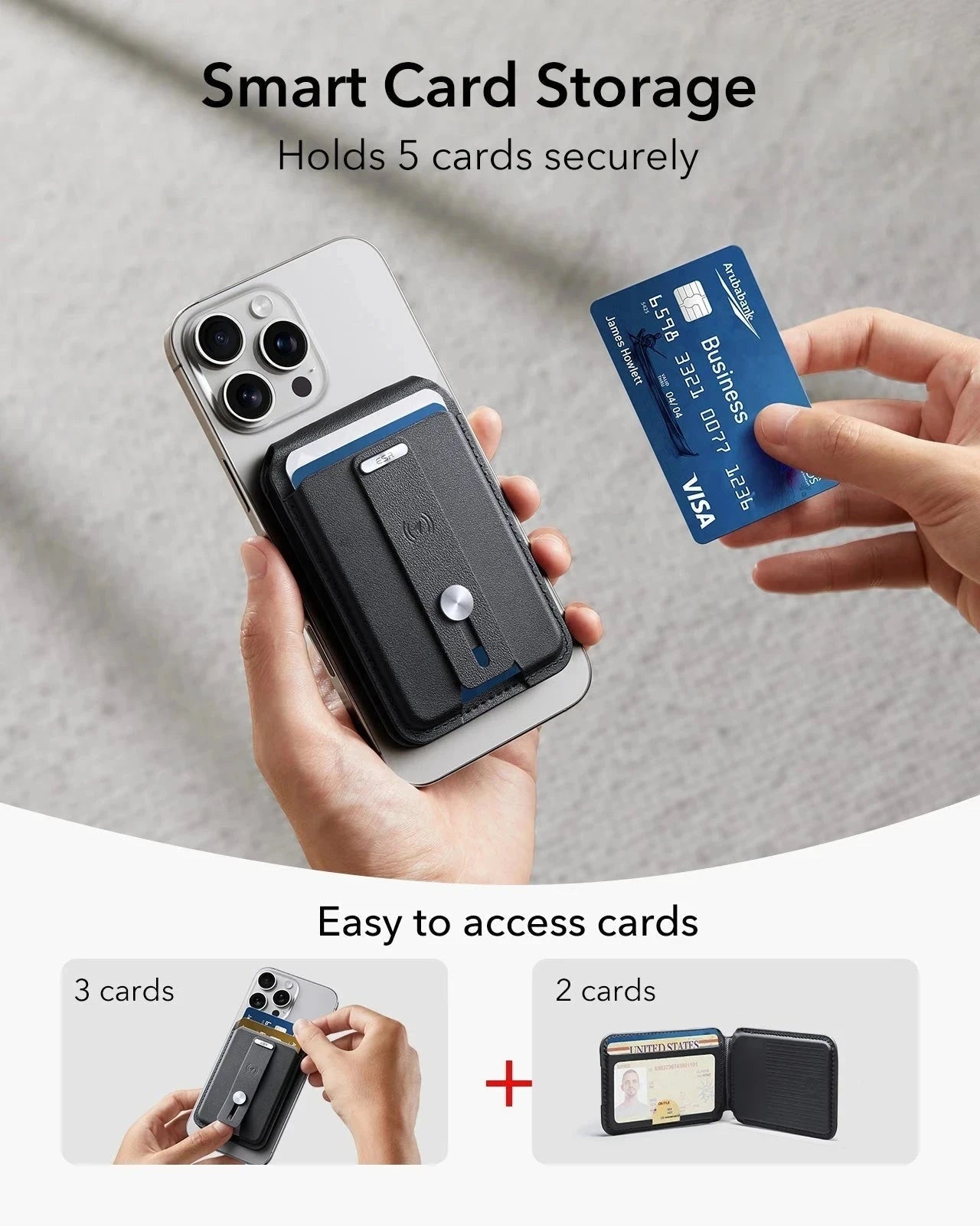 Geo Magnetic Wallet Stand (Grip) - Midnight Black