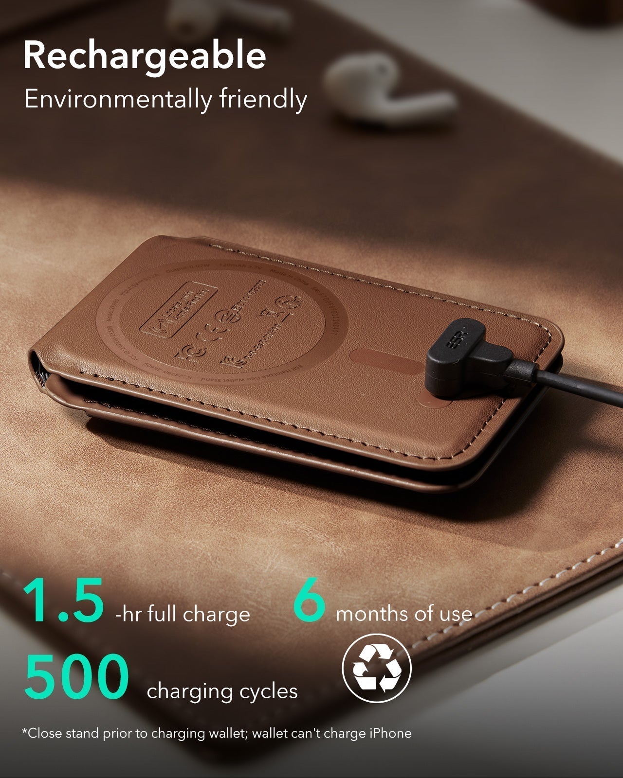 Geo Magnetic Wallet Stand (Grip) - Caramel Brown