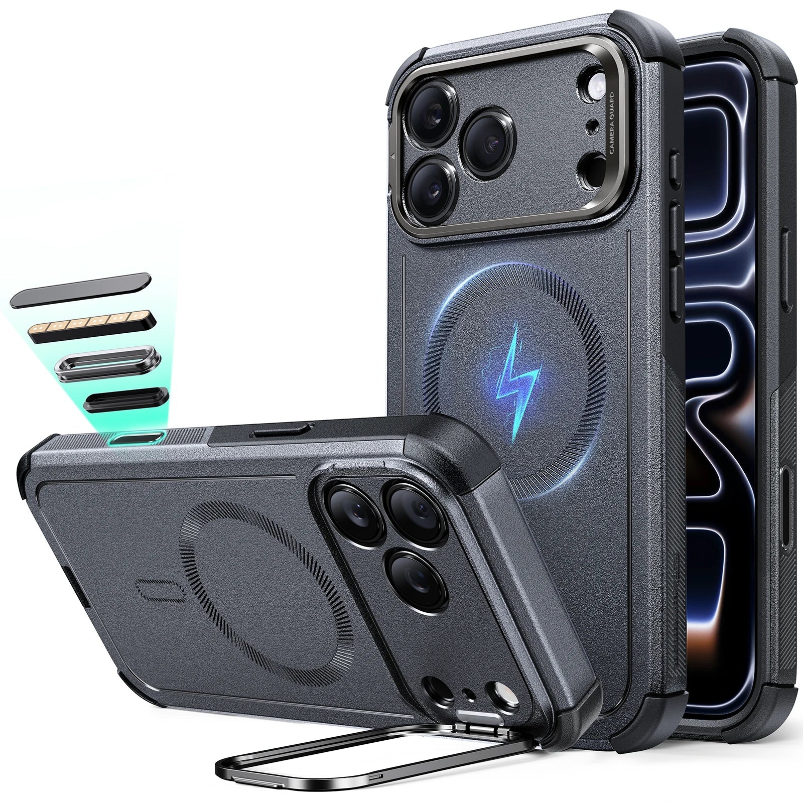 iPhone 17 Pro Max Cyber Tough Magnetic Case (Camera Control, Stash Stand)