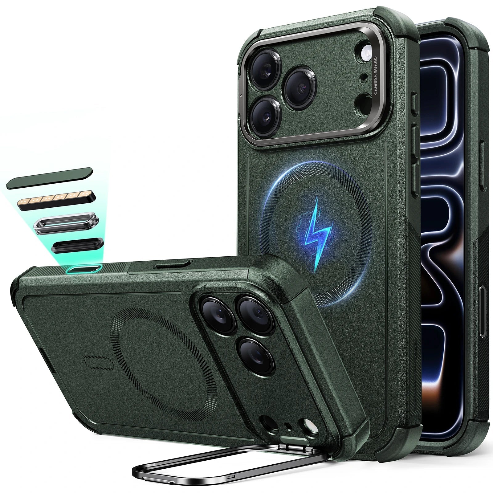 iPhone 17 Pro Max Cyber Tough Magnetic Case (Camera Control, Stash Stand)