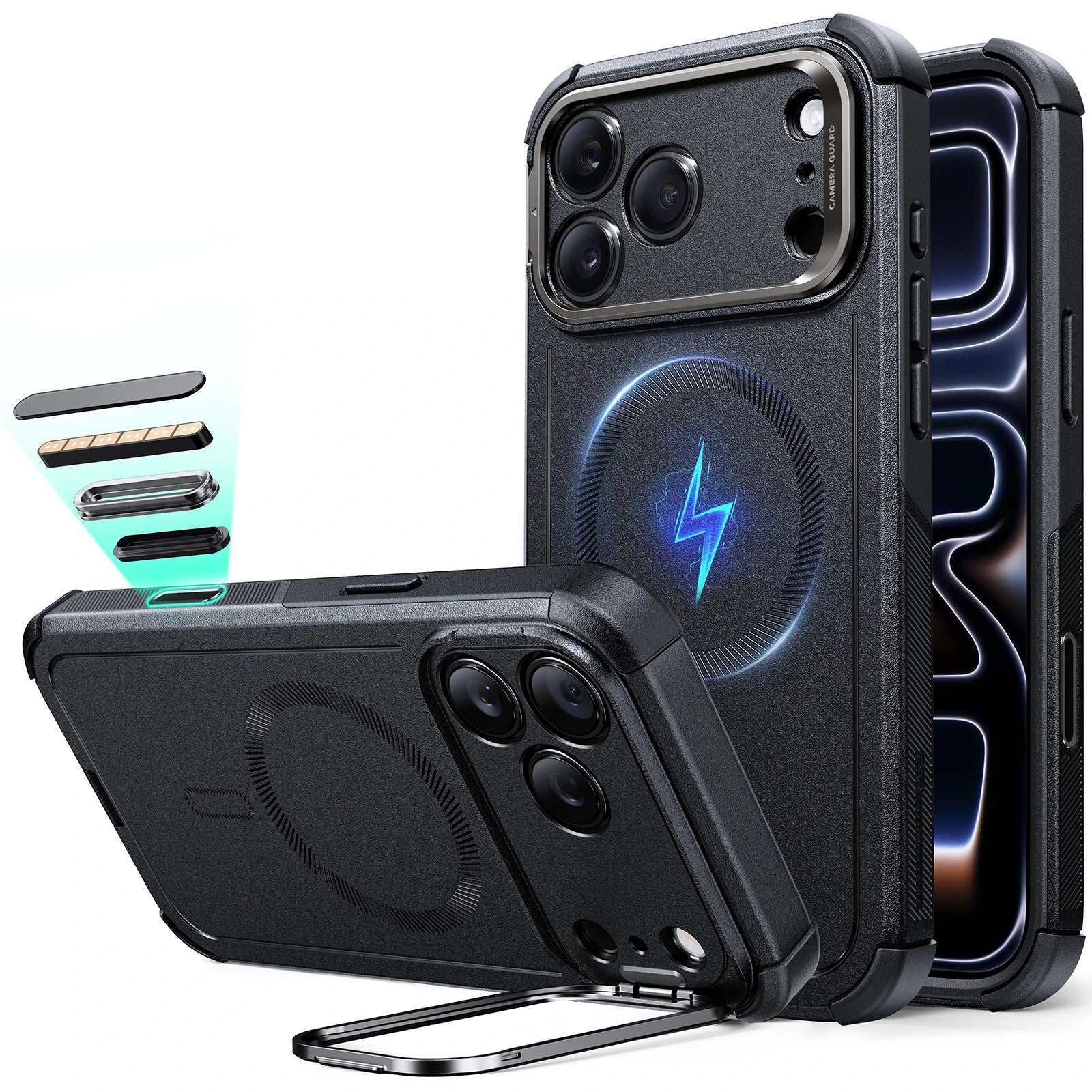 iPhone 17 Pro Cyber Tough Magnetic Case (Camera Control, Stash Stand)
