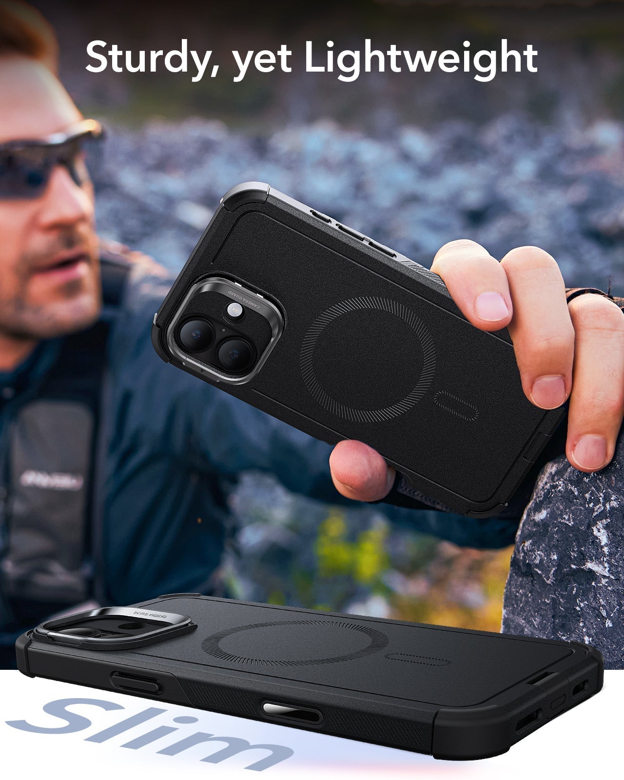 iPhone 16 Plus Cyber Tough Magnetic Case (Camera Control, Stash Stand)