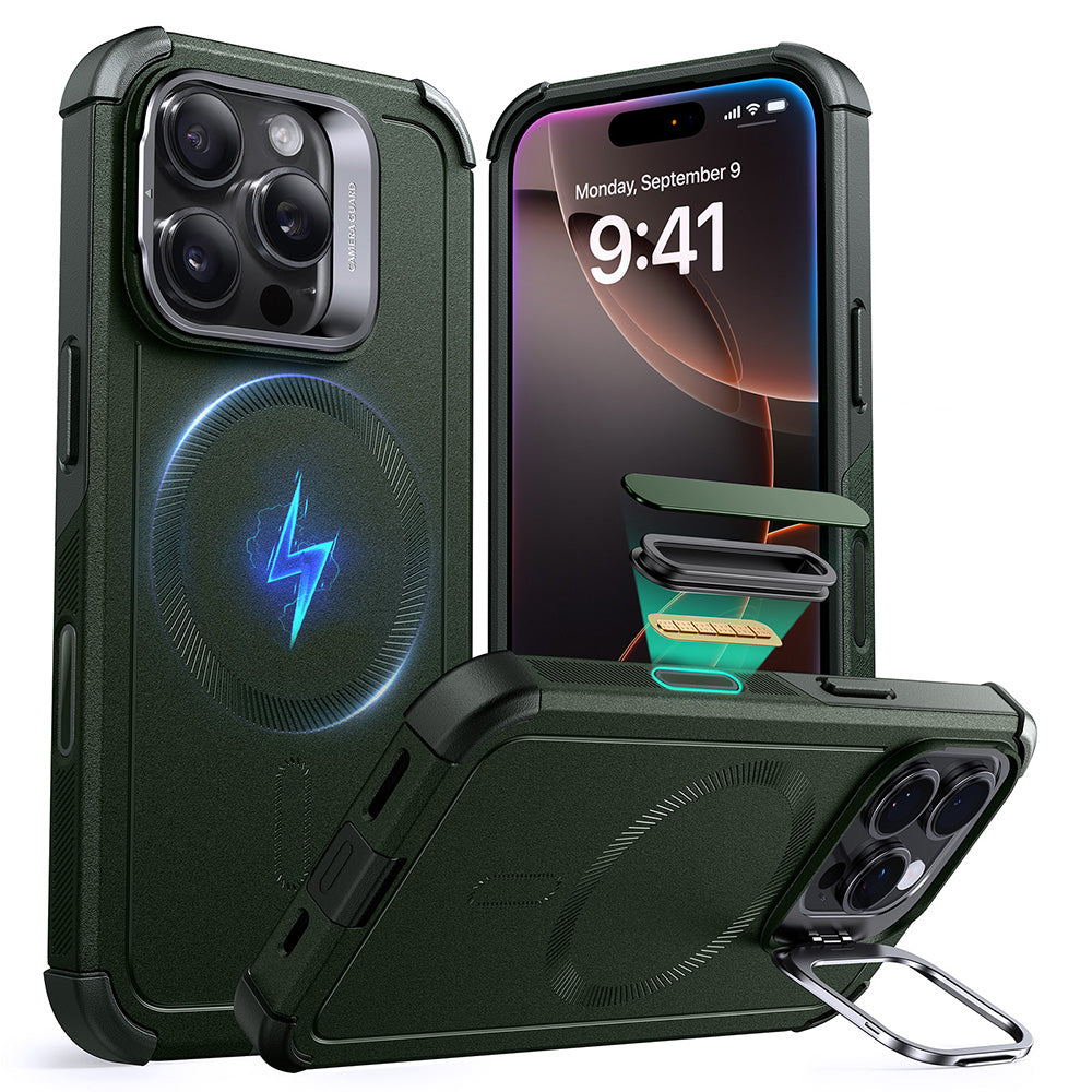 iPhone 16 Pro Max Cyber Tough Magnetic Case (Camera Control, Stash Stand)