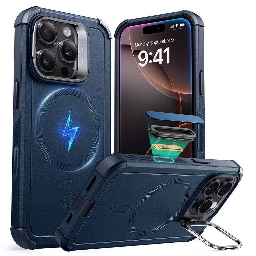 iPhone 16 Pro Max Cyber Tough Magnetic Case (Camera Control, Stash Stand)